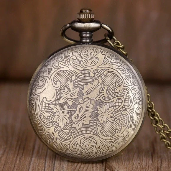 Turquoise NEW NEW Pocket Watch Enamel & Crystal Blue Aqua Floral Pattern - Picture 3 of 3
